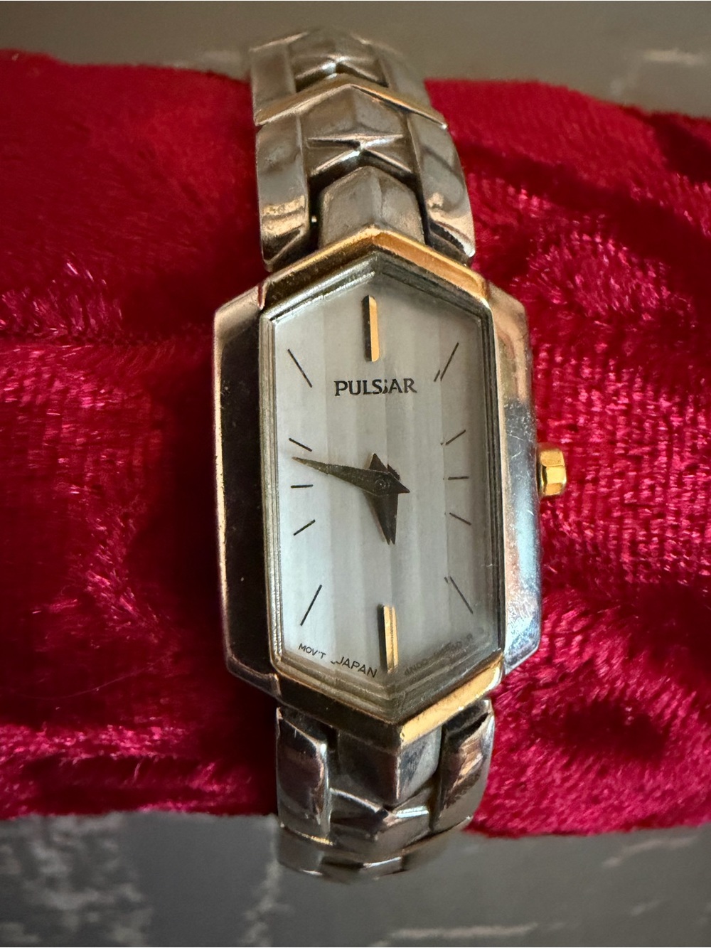 Pulsar Two-Tone Hexagon Dial Watch - Silver & Gold Accents